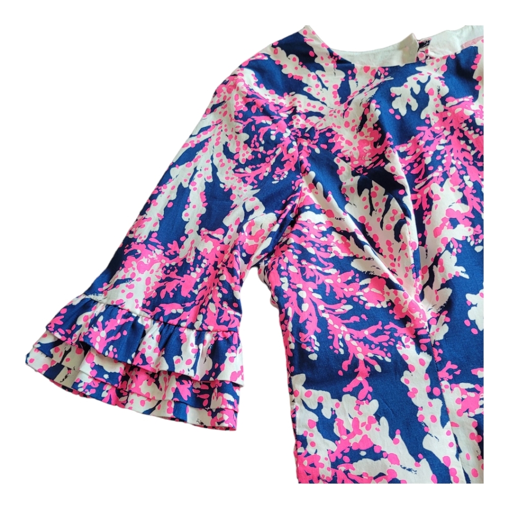 Lilly Pulitzer Fiesta Stretch Dress Nauti Navy Beyond the Sea Pink Coral Size 2 - Picture 8 of 17
